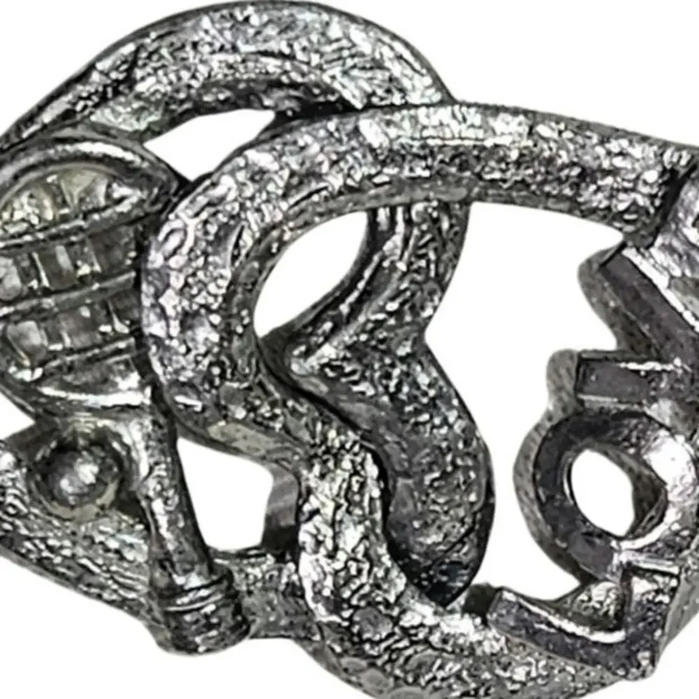 1970s Silver Tennis Motif Serpentine Belt Interlocking Stretchable Heart Buckle